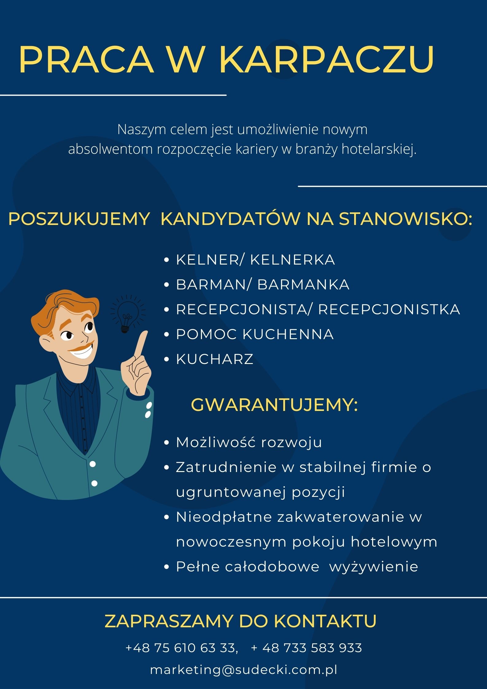 Plakat informujący o pracy w Karpaczu